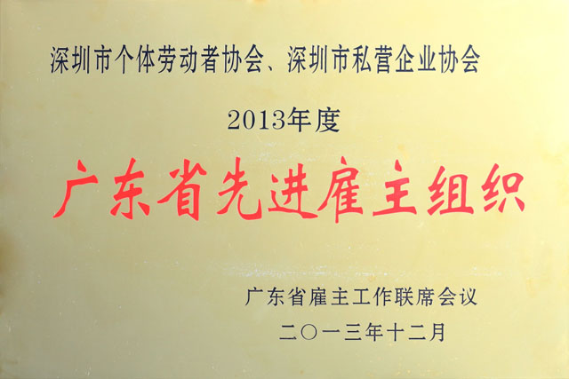 2013年度广东省先进雇主组织